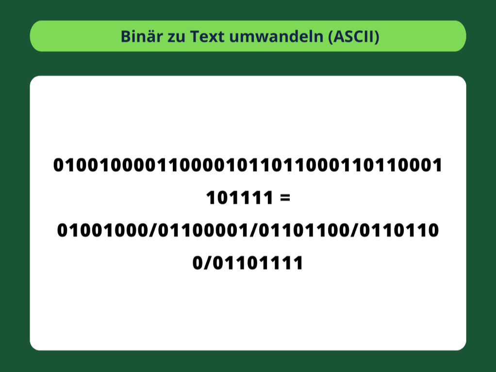 Binärcode in Text umwandeln - 4e. Schritte