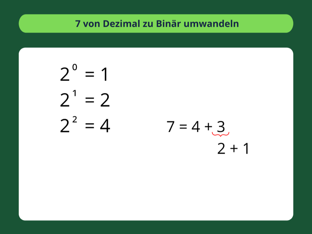 Dezimal zu Binär umwandeln - 2. Schritte